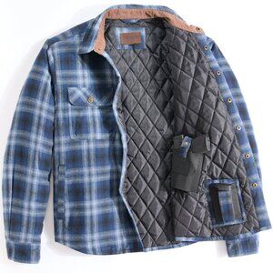 Concealed Carry Quilt Lined Shirt Jacket - Navy | 2XL